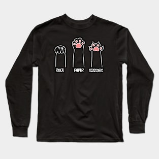 Rock paper scissors hand game cute pew funny cat Long Sleeve T-Shirt